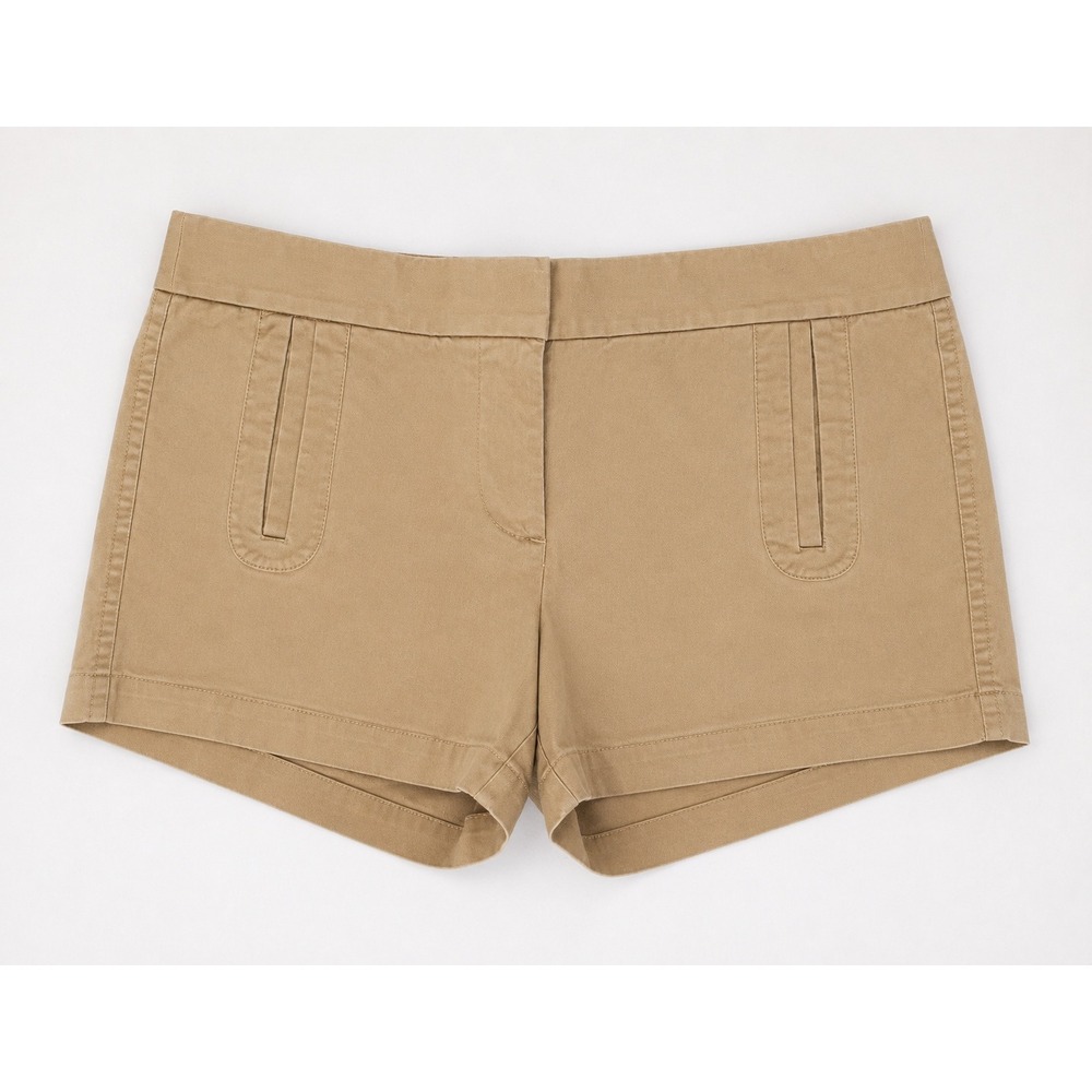 J.Crew Womens Cotton Khaki Tan Chino Shorts Stretch Size 2 Small VTG Y2K Preppy